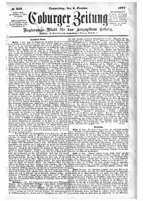 Coburger Zeitung Donnerstag 4. Oktober 1877