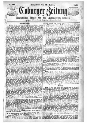 Coburger Zeitung Samstag 20. Oktober 1877