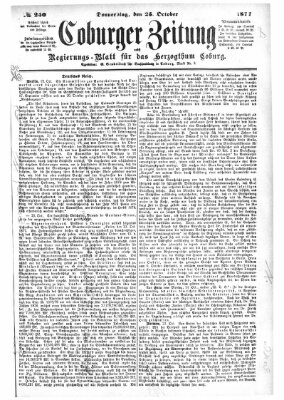 Coburger Zeitung Donnerstag 25. Oktober 1877