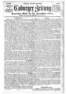 Coburger Zeitung Dienstag 20. November 1877