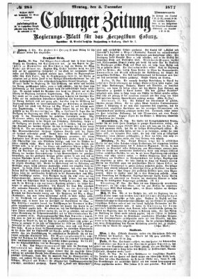 Coburger Zeitung Montag 3. Dezember 1877