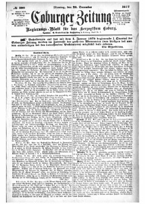 Coburger Zeitung Montag 24. Dezember 1877