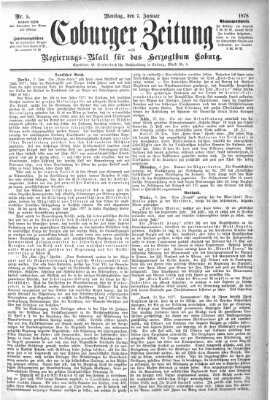 Coburger Zeitung Montag 7. Januar 1878