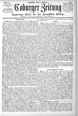 Coburger Zeitung Samstag 16. Februar 1878