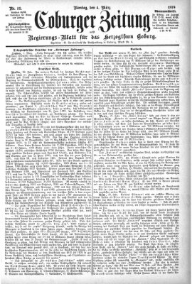 Coburger Zeitung Montag 4. März 1878