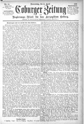 Coburger Zeitung Donnerstag 11. April 1878