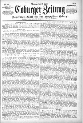 Coburger Zeitung Montag 15. April 1878