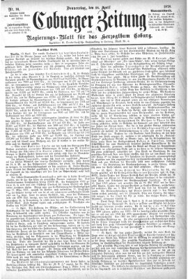 Coburger Zeitung Donnerstag 18. April 1878