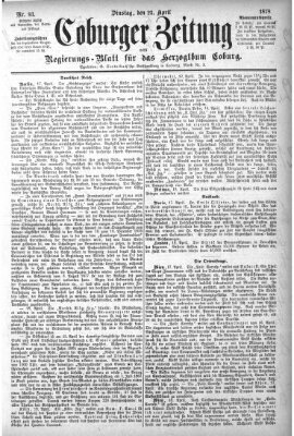 Coburger Zeitung Dienstag 23. April 1878