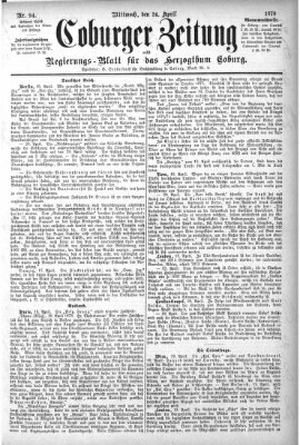 Coburger Zeitung Mittwoch 24. April 1878