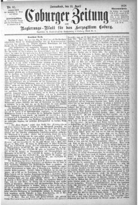 Coburger Zeitung Samstag 27. April 1878