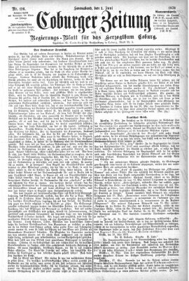 Coburger Zeitung Samstag 1. Juni 1878