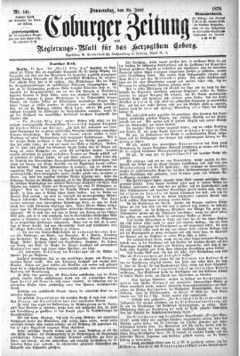 Coburger Zeitung Donnerstag 20. Juni 1878