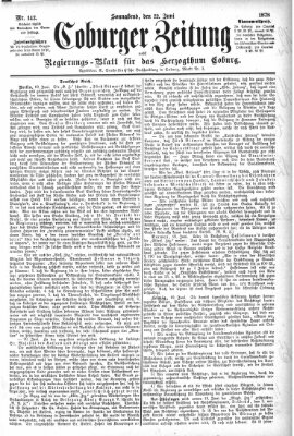 Coburger Zeitung Samstag 22. Juni 1878