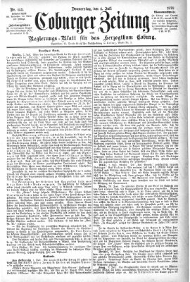 Coburger Zeitung Donnerstag 4. Juli 1878