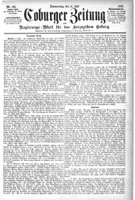 Coburger Zeitung Donnerstag 11. Juli 1878