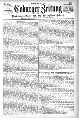 Coburger Zeitung Montag 15. Juli 1878