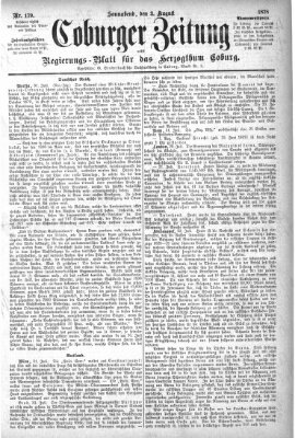 Coburger Zeitung Samstag 3. August 1878