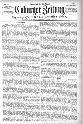 Coburger Zeitung Samstag 10. August 1878