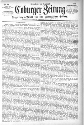 Coburger Zeitung Samstag 17. August 1878