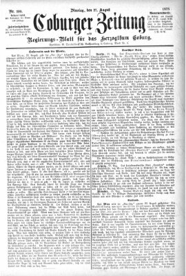 Coburger Zeitung Dienstag 27. August 1878