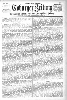 Coburger Zeitung Dienstag 3. September 1878