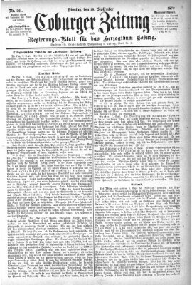 Coburger Zeitung Dienstag 10. September 1878