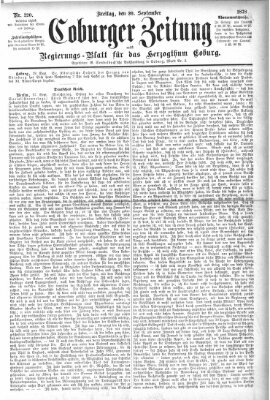 Coburger Zeitung Freitag 20. September 1878