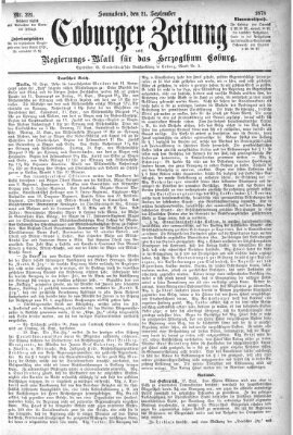 Coburger Zeitung Samstag 21. September 1878