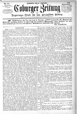 Coburger Zeitung Samstag 28. September 1878