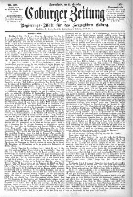 Coburger Zeitung Samstag 12. Oktober 1878