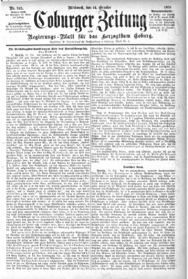 Coburger Zeitung Mittwoch 16. Oktober 1878