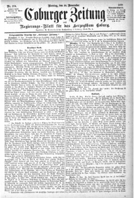 Coburger Zeitung Montag 18. November 1878