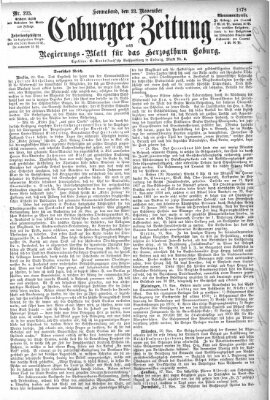 Coburger Zeitung Samstag 23. November 1878