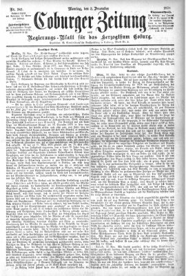 Coburger Zeitung Montag 2. Dezember 1878