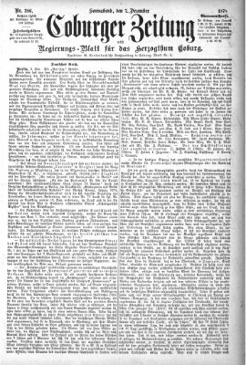 Coburger Zeitung Samstag 7. Dezember 1878