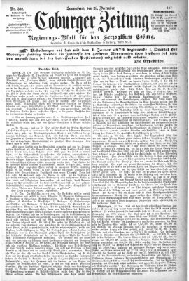 Coburger Zeitung Samstag 28. Dezember 1878