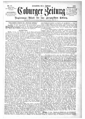 Coburger Zeitung Samstag 1. Februar 1879