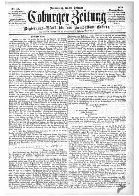 Coburger Zeitung Donnerstag 20. Februar 1879