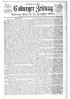 Coburger Zeitung Samstag 1. März 1879