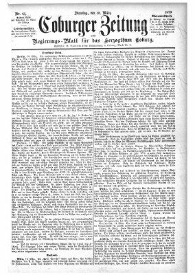 Coburger Zeitung Dienstag 18. März 1879