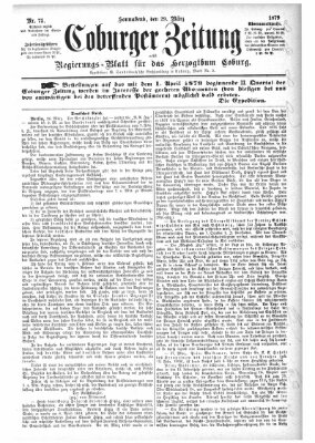 Coburger Zeitung Samstag 29. März 1879