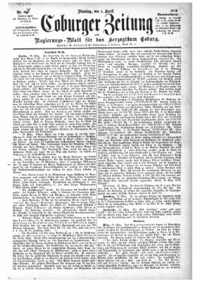 Coburger Zeitung Dienstag 1. April 1879