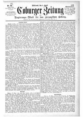 Coburger Zeitung Mittwoch 2. April 1879