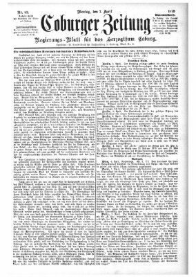 Coburger Zeitung Montag 7. April 1879