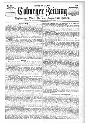 Coburger Zeitung Freitag 18. April 1879