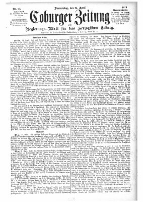 Coburger Zeitung Donnerstag 24. April 1879