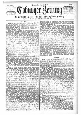 Coburger Zeitung Donnerstag 1. Mai 1879