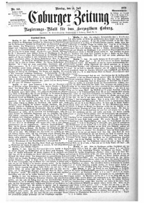 Coburger Zeitung Montag 14. Juli 1879