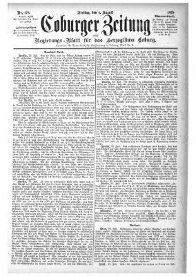 Coburger Zeitung Freitag 1. August 1879